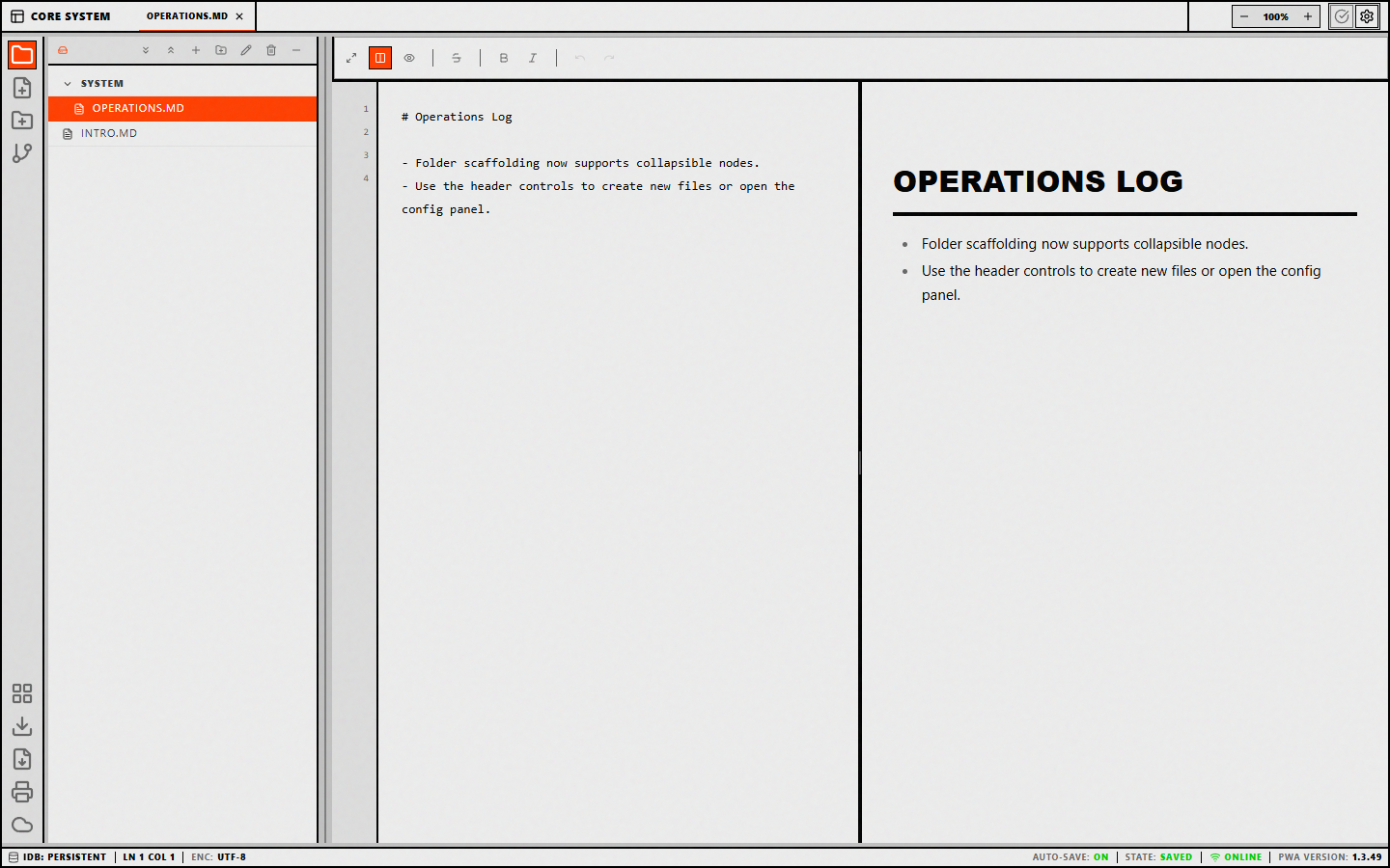 MdWrk editor and preview running side by side